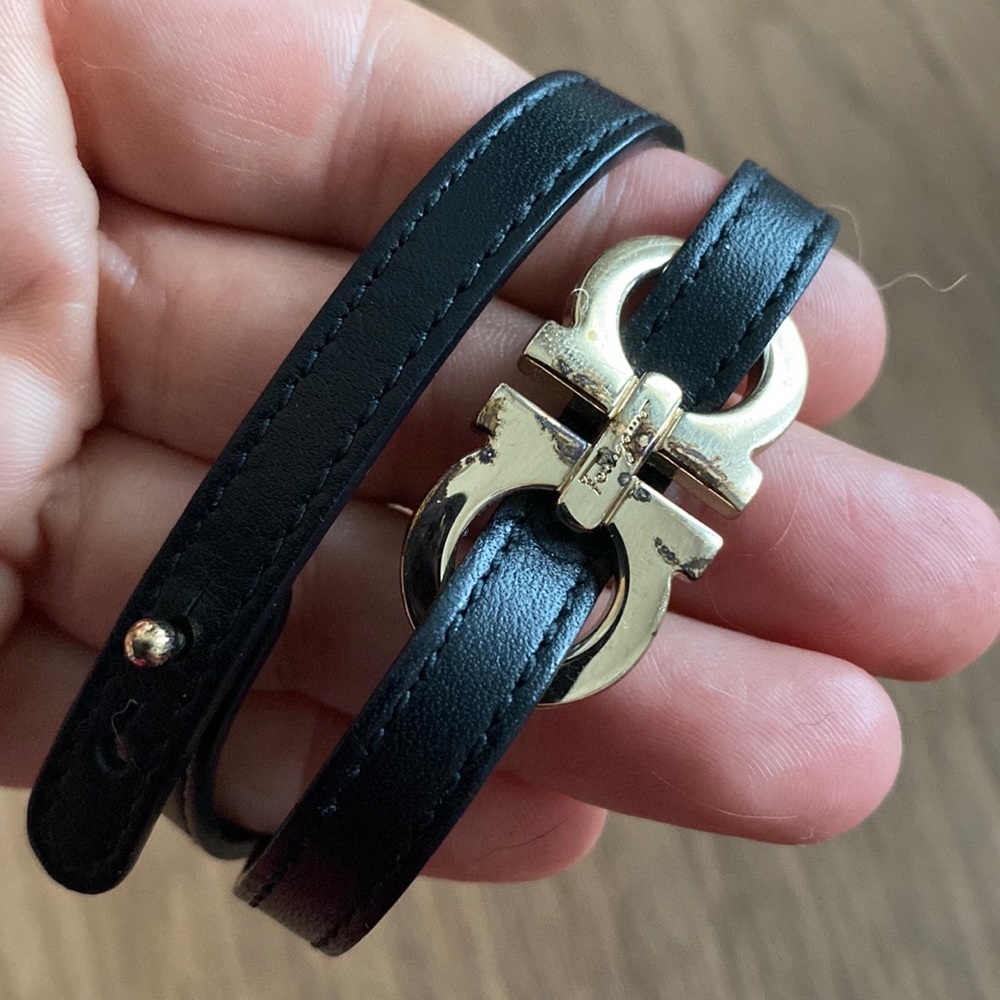Authentic Salvatore Ferragamo leather wrap up bracelet